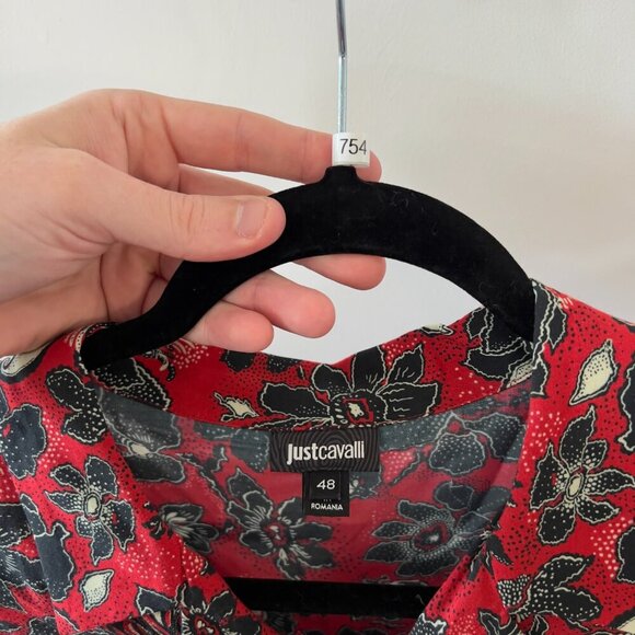Just Cavalli Men's Floral-Print Shirt Size 48 Color Red Black - Picture 4 of 7